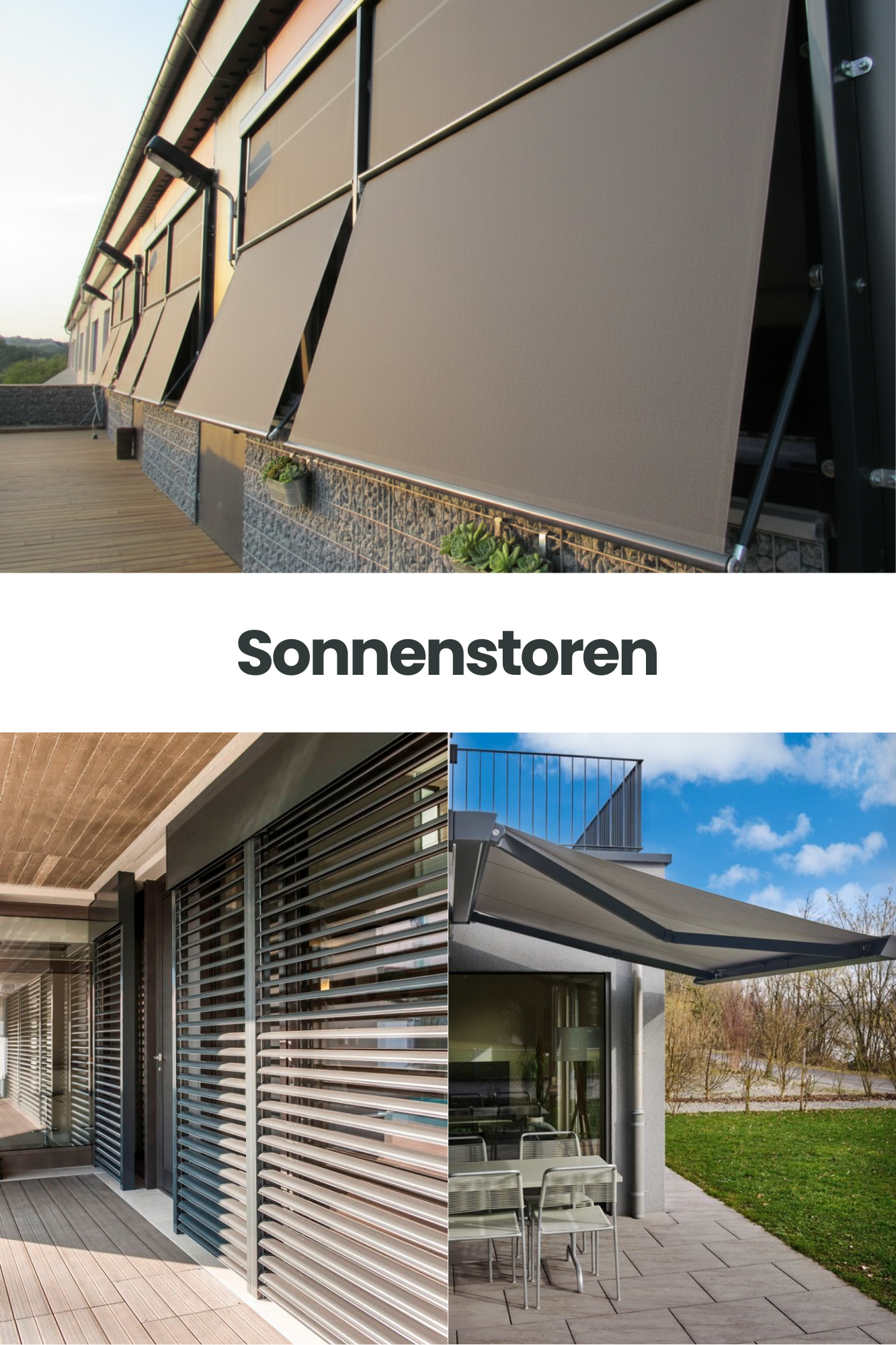 Fallarmmarkisen von Innotech bieten flexiblen Sicht- und Blendschutz und sorgen für ein angenehmes Raumklima. Sie halten Hitze draußen.